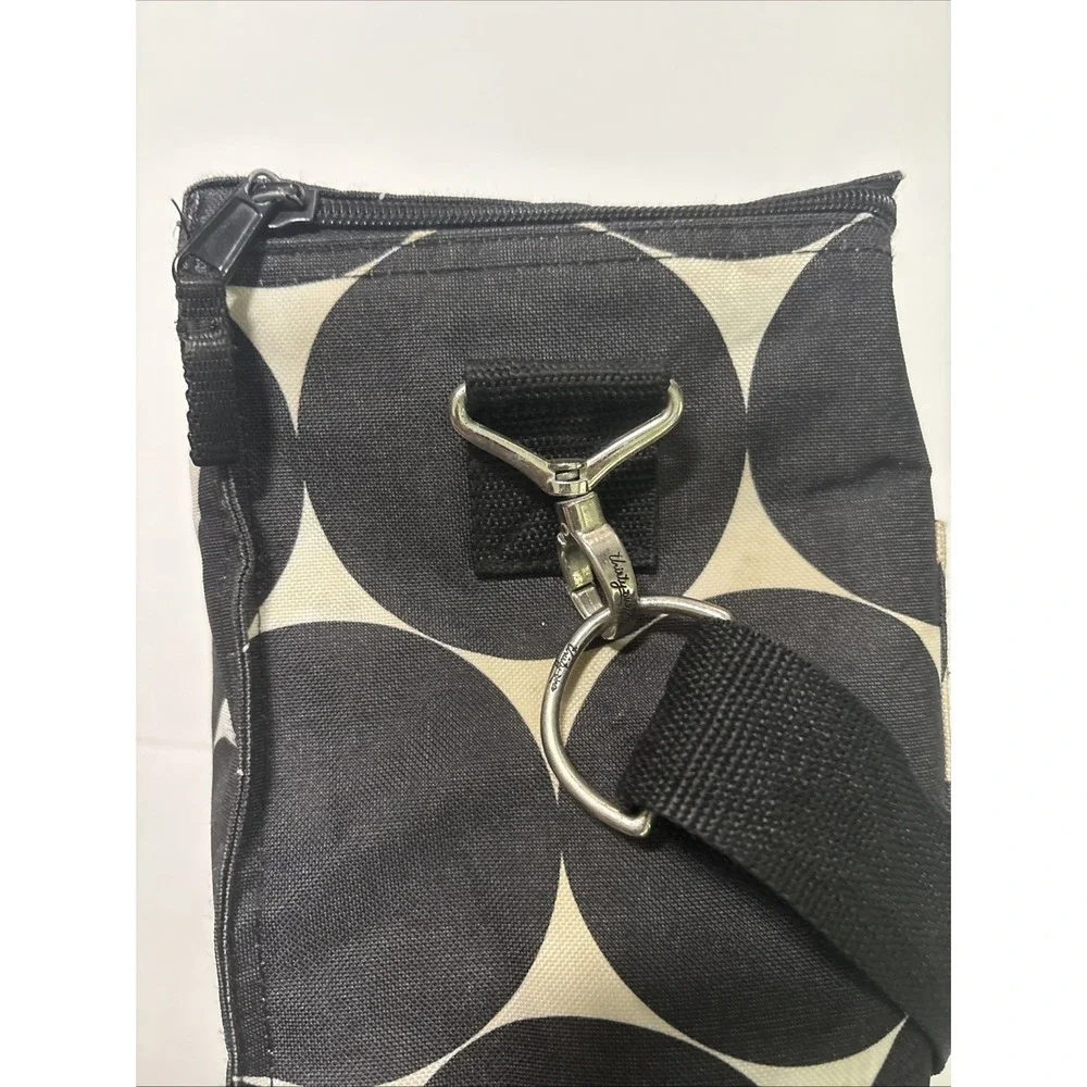 Thirty-One Picnic Thermal Insulated Cooler Bag Tote /w Strap Black Polka Dot EUC